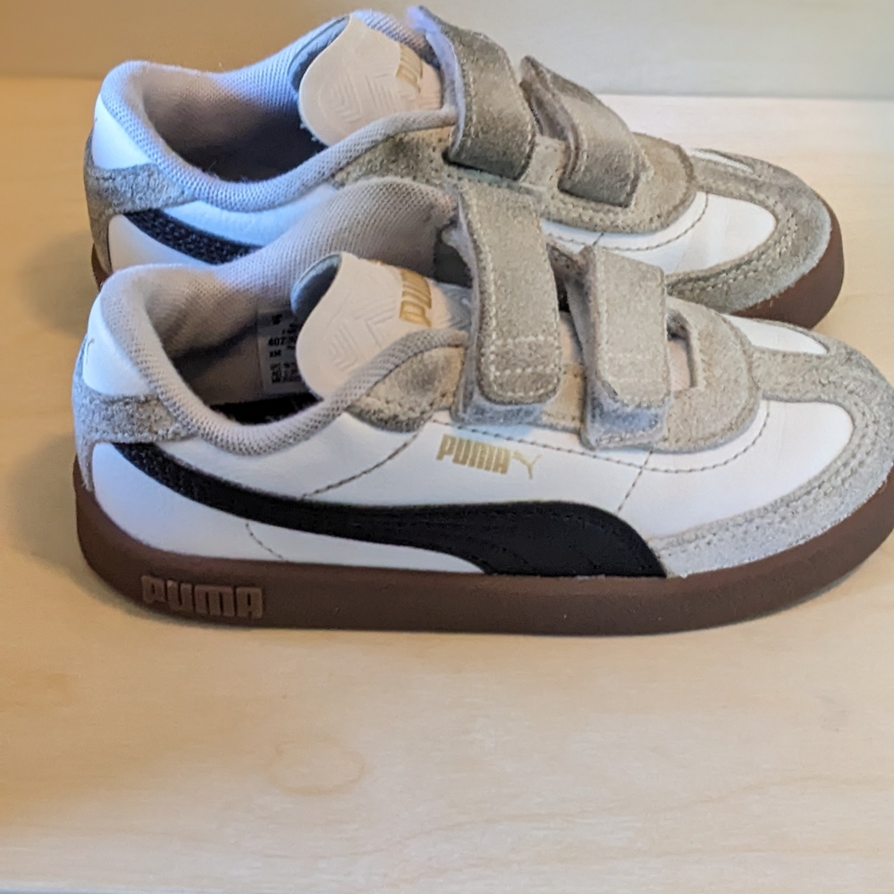 Puma Kids Velcro Sneakers Gray/White/Black – Size 9C